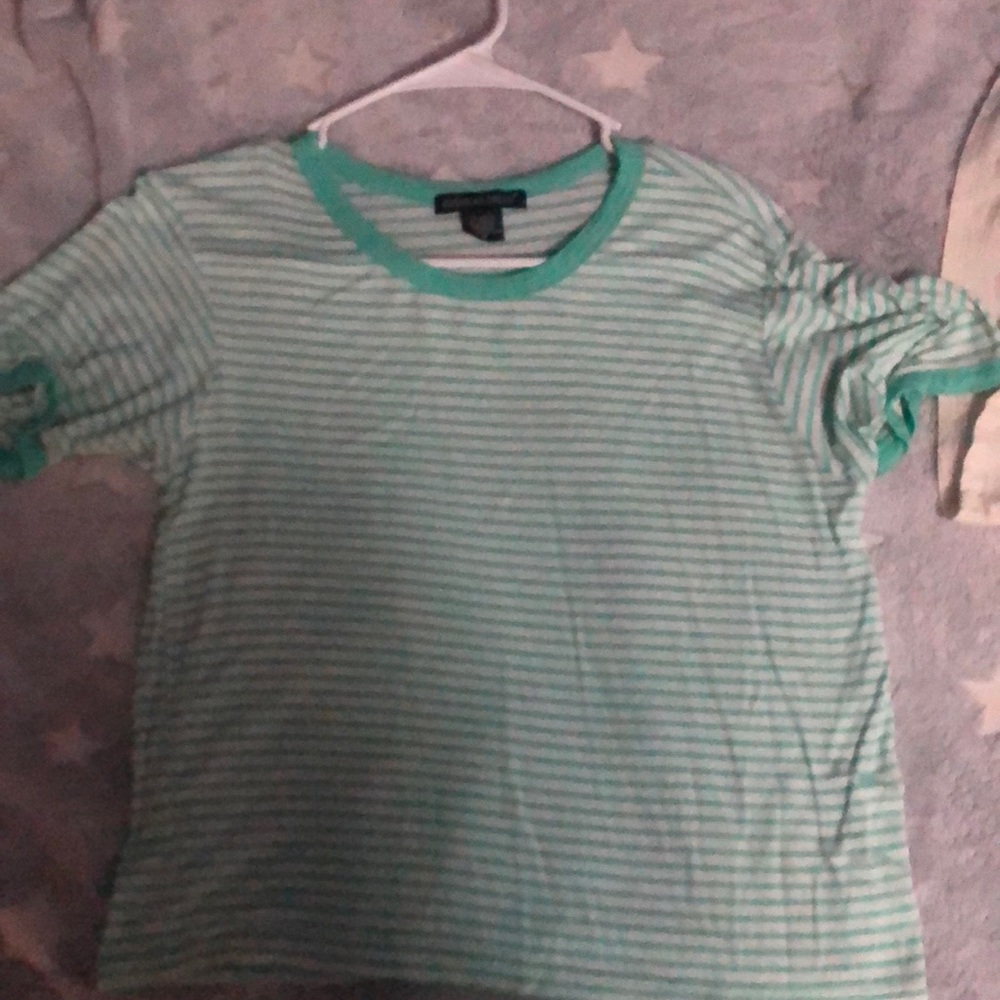 mint green and white striped tee